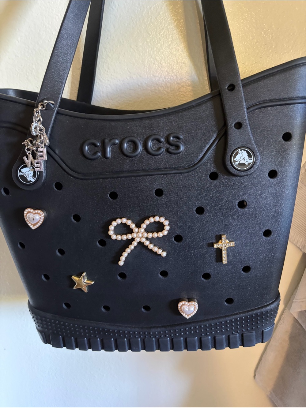 CROCS Black Perforated Tote with Logo